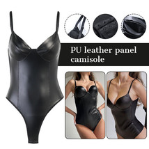 Women Sexy Wet Look PU Leather Thongs Leotard Elastic Bodysuit OnePiece ... - £11.19 GBP
