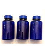 EMPTY Cobalt Blue Plastic Pill Bottle LOT Flip Top dispenser Lids Craft ... - £4.64 GBP