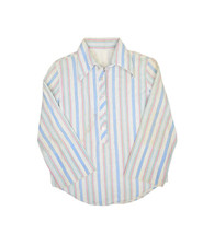 Vintage 60s Striped Blouse Womens S 1/2 Button Pullover Wide Sleeve Shirt - £22.44 GBP