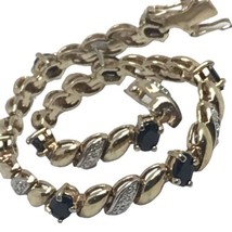 Ross Simons sterling Silver  Gold Tone Onyx  bracelet 7.5” - £67.70 GBP
