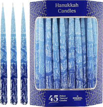 Hanukkah Candles Multi Blue Hued Frosted Deluxe Tapered Candles (Single-Pack) - £21.55 GBP