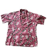 Malihini Vintage Men L Red Floral Short Sleeve 1/2 Button Cotton Hawaiia... - $69.29