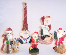 Lot of 5 Santas Santa Claus Christmas Figurines Collectibles - £14.05 GBP