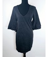 Chaser Jersey Knit Bubble Bell Sleeve V Neck Heathered Gray Womens M CW6589 - $24.14