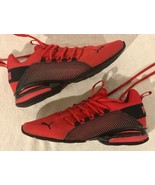 Puma Men’s Size 8.5 Red 376423-01 Axelion Interest Stripe Running Shoes GC! - £27.60 GBP
