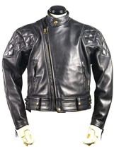 Mens Genuine Leather jacket stylish Handmade biker vintage bluf rock padded - £139.44 GBP