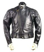 Mens Genuine Leather jacket stylish Handmade biker vintage bluf rock padded - $174.85