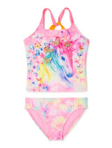 Wonder Nation Girls Unicorn Tankini Swimsuit With UPF 50+ Pink Size L(10... - £14.99 GBP