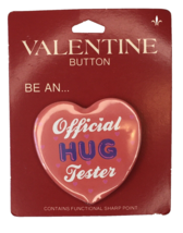 Gibson Button Pin Valentines Vintage Heart Official Hug Tester Holiday Nos - £7.81 GBP