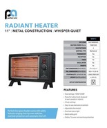 Perfect Aire 1PHF11 Indoor Electric Infrared Heater 1500W 120V 12.5A Ste... - $985.26 MXN