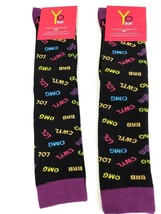 2 Pack Yo Sox Graphic Print Women&#39;s Knee High Socks LOL OMG Design Size 6-10 - £14.30 GBP