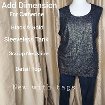 New Added Dimensions Black &amp; Gold Detail Tank Size 3X - £22.01 GBP