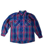 Vintage Mens Claybrooke Outdoors Red Blue Green Plaid Flannel Shirt Size... - £4.07 GBP