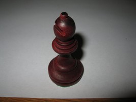 1967 Bar-Zim Classic Chess Board Game Piece: Maroon Bishop,Wooden Stauton design - $2.00