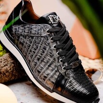 Men's Shoes genuine crocodile and lizard fashion sneaker Portici Gray / Black image 9