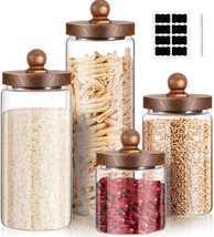 Glass Storage Jars Set of 4, Clear Food Storage Containers with Wooden Lids Airt - £42.74 GBP