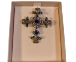 Kirks Folly Cross Brooch Pin Pendant Aurora Borealis Pink Purple Crystal... - $24.99