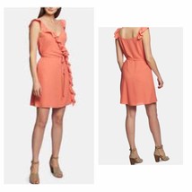 1. STATE Womens Coral Ruffled Sleeveless V Neck Above The Knee Party Wrap Dress - £42.55 GBP