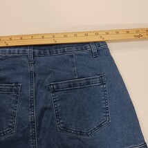 Denim Wear Women's Blue Cotton Blend Rear Slit Denim Cargo Skirt Size Medium image 9
