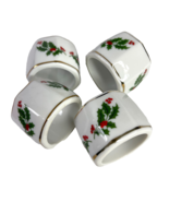 Christmas Vtg Porcelain 4 Napkin Rings w/Box Baker Hart Stuart Japan Mer... - £15.08 GBP