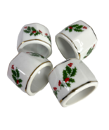 Christmas Vtg Porcelain 4 Napkin Rings w/Box Baker Hart Stuart Japan Mer... - £14.34 GBP