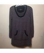 Soma Lounge Wear Brown Black Striped Lounging Short Gown Long Sleeve Sz ... - $18.64 CAD