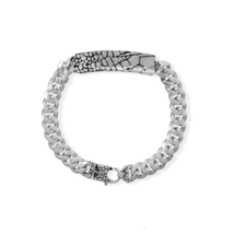 Sterling Silver Enamel Filled Lizard Pattern ID 8.5&quot; Bracelet - £144.68 GBP