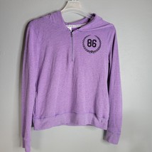 Victorias Secret Pink Sweatshirt Hoodie Med Purple 1/4 Zip Embroidered 86 Logo - £11.18 GBP