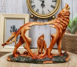 Ebros Howling Gray Alpha Wolf Figurine in Faux Wood Finish Home Decor Sc... - $24.99