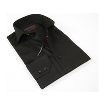 Men Dress Shirts AXXESS Turkey 100% Soft Egyptian Cotton 224-07 Solid Black image 6