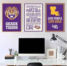 LSU Tigers Wall Art Purple Gold NCAA 3-Piece Adhesive Canvas Peel-and-Stick - $79.99