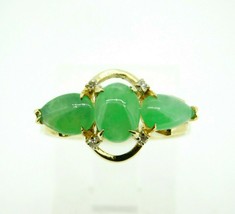 14k Yellow Gold Jade and Diamond Ring (#J4388) - £473.72 GBP