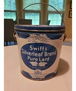 Vintage 1950s Tin Swift Silver Leaf Grapic Tin 4 Pound Lard Can Old Adve... - $26.05