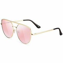 Oversized Sunglasses for Women- Mirrored Cat Eye Sunglasses Metal (Pink) - £9.27 GBP