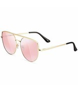 Oversized Sunglasses for Women- Mirrored Cat Eye Sunglasses Metal (Pink) - £9.22 GBP