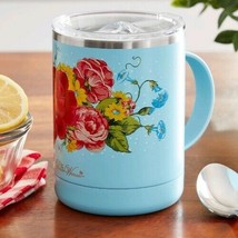 The Pioneer Woman ~ Sweet Rose ~ 14 oz ~ Stainless Steel Mug ~ Blue - £19.57 GBP