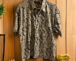 Tori Richard Shirt Men&#39;s Large Blue Green Tan Leaves Hawaiian Honolulu C... - £22.25 GBP