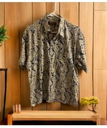 Tori Richard Shirt Men&#39;s Large Blue Green Tan Leaves Hawaiian Honolulu C... - £21.74 GBP