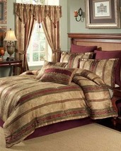 CROSCILL Townhouse Stripe Merlot Jade Fringed 13 x 19 Decorative Pillow - £30.46 GBP