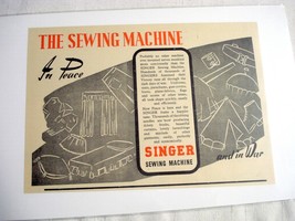 1945 South Africa Ad Singer Sewing Machine In Peace and in War - £6.40 GBP
