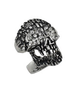 Zeckos Silvertone Skull Armor Ring with Rhinestone Eyes - £11.23 GBP