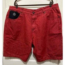 8732 Mens Denim Shorts Jeezy Brick Red Size 48x14.5 (45x13) Baggy - £15.51 GBP