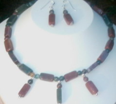  Handcrafted Fancy Jasper Necklace and Earring Jewelry Set - £34.75 GBP