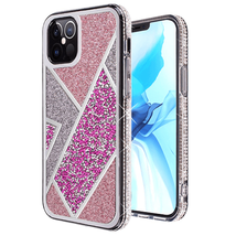 Rhombus Bling Glitter Diamond Case Cover For iPhone 12/12 Pro 6.1″ ROSE PINK - £6.73 GBP