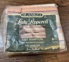 Lady Pepperell Blanket Striped Hampton Twin/Full Vintage Satin Trim 72x9... - $49.49
