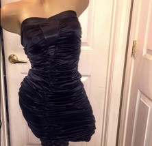 Black ruched LBD cocktail clubbing dress small - $5.93