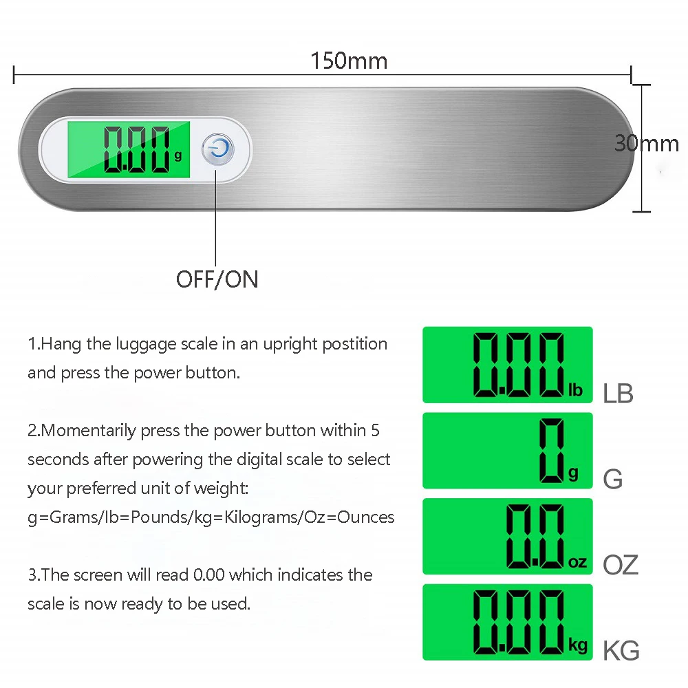 Sporting Digital Luggage Scale 50kg Portable LCD Display Electronic Scale Weight - £29.02 GBP