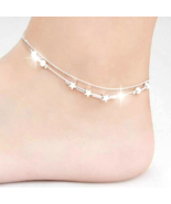 Sexy Little Star Sterling Silver Chain Ankle Bracelet Barefoot Beach Ank... - $301.77 MXN
