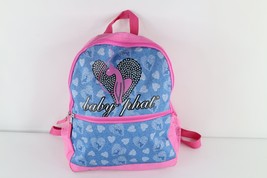 Vintage Baby Phat Distressed Spell Out Cat Heart Backpack Book Bag Carry On Pink - £35.23 GBP