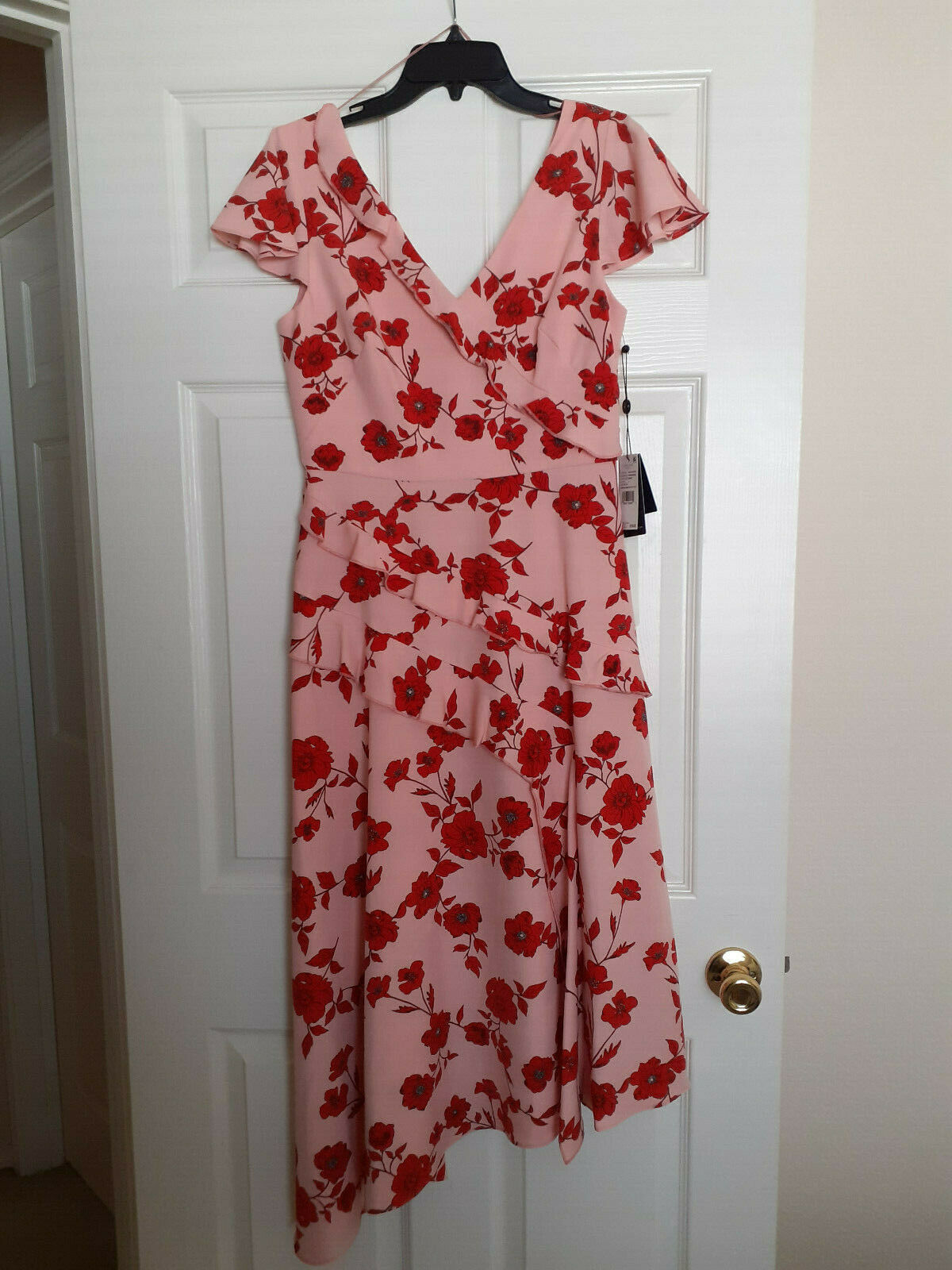Adrianna Papell Living Blooms Ruffle FIT & FLARE Dress Pink/Red Multi    4 โฆ Item image 2